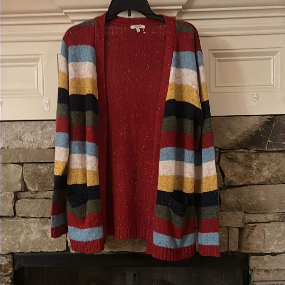 JODIFL Red and Blue Cardigan Sweater